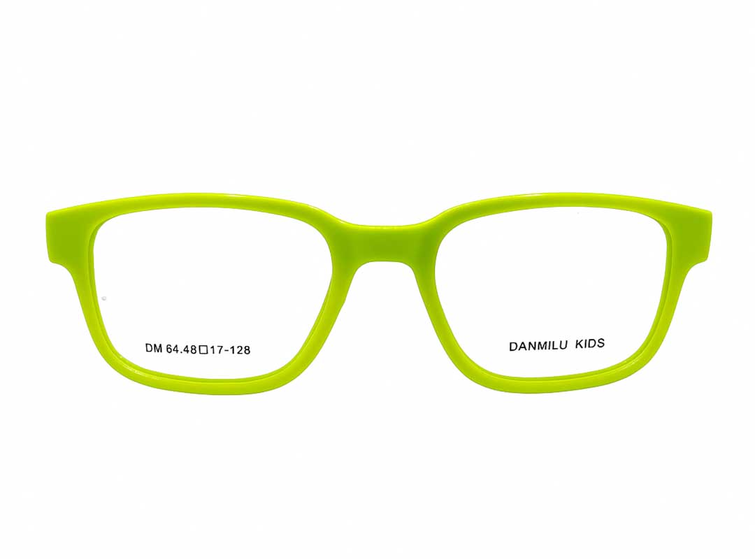 Gafas infantiles color lima Danmilu Kids, montura cuadrada ligera y flexible ideal para niños activos en Bogotá.